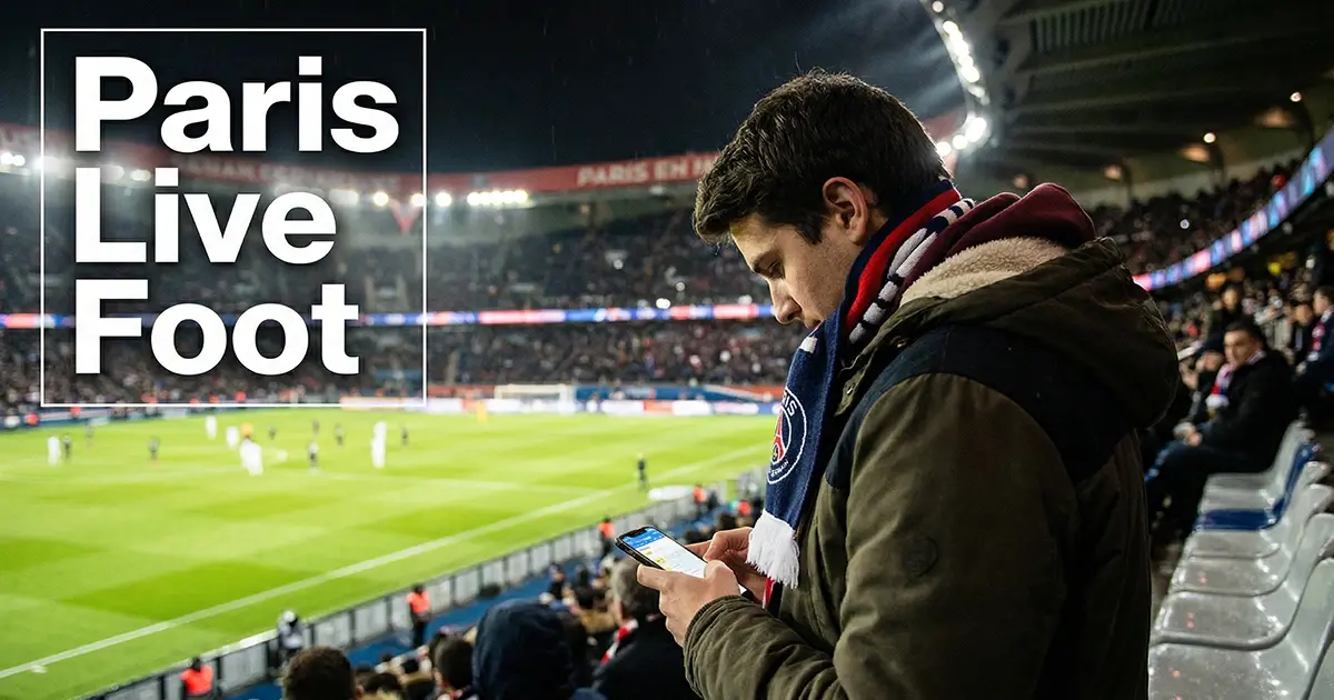 Supporter regardant un match de football en direct tout en consultant son téléphone